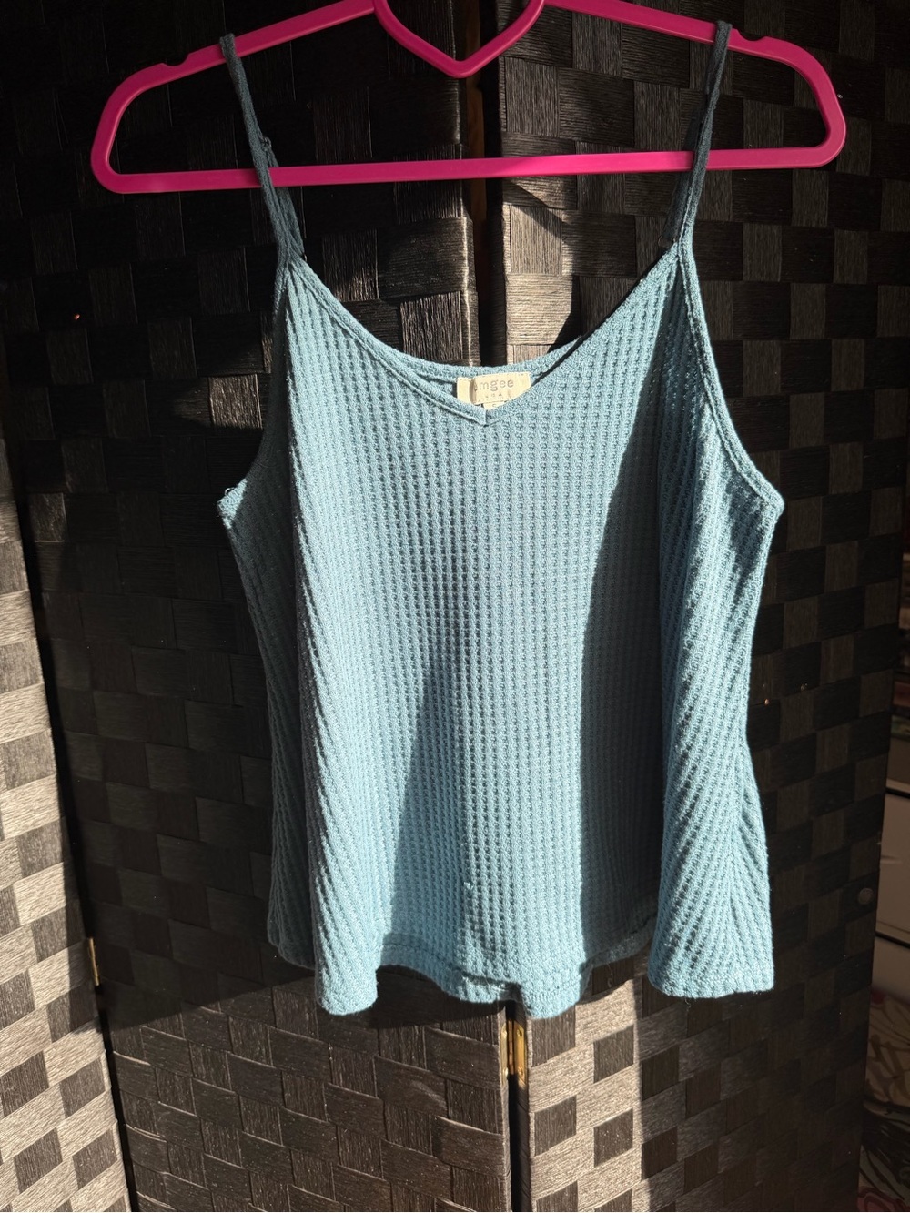 Umgee teal Waffle Knit Spaghetti Strap Tank